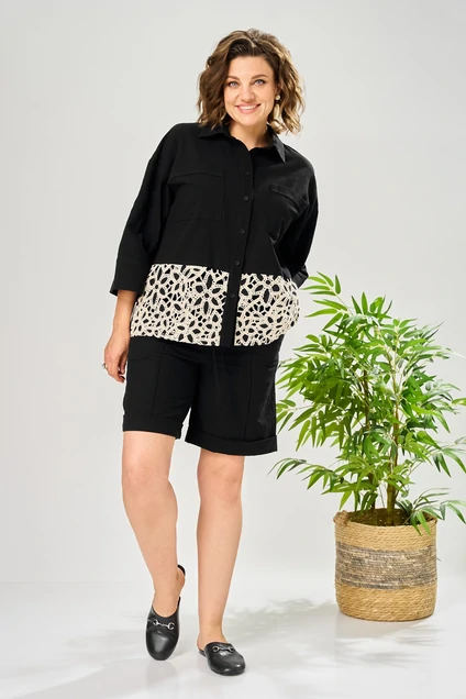 Костюм с шортами 203 черный AVA fashion