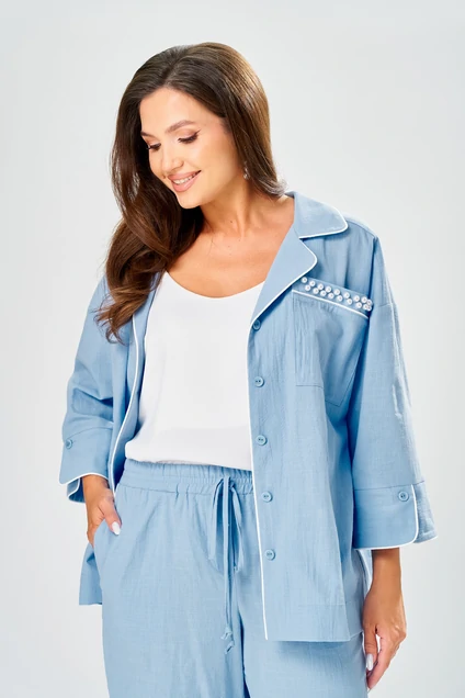 Костюм брючный 219 голубой AVA fashion