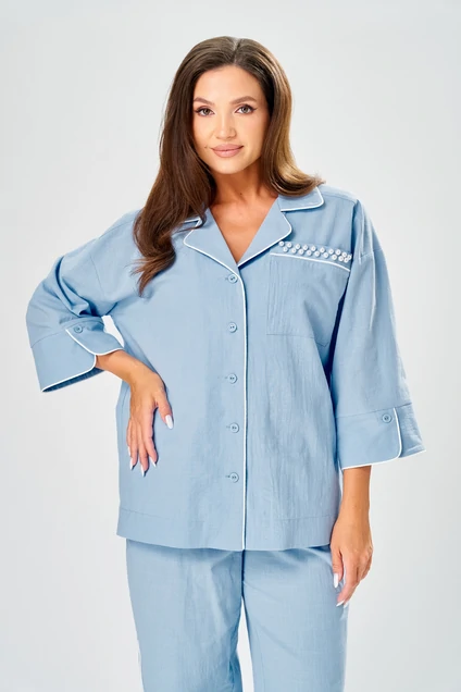Костюм брючный 219 голубой AVA fashion