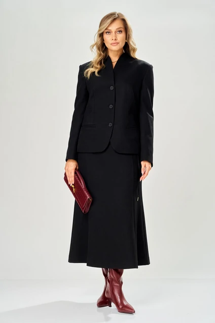 Костюм с юбкой 223 черный AVA fashion