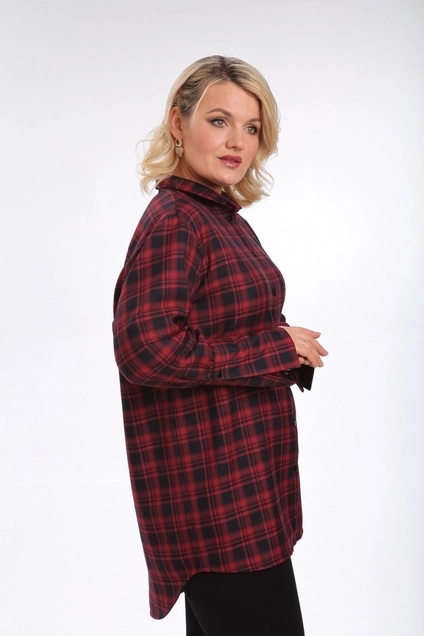 Рубашка 0335 клетка черный + красный AVENUEfashion