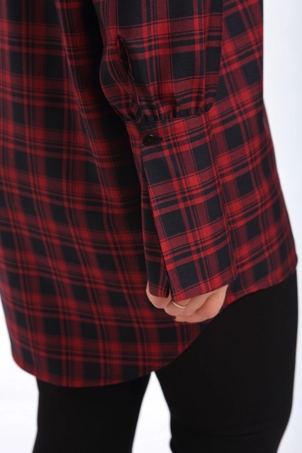 Рубашка 0335 клетка черный + красный AVENUEfashion