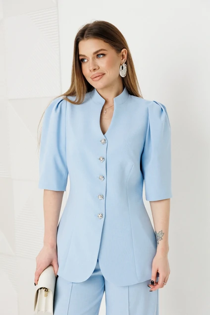 Костюм брючный 2149 голубой Ambera style