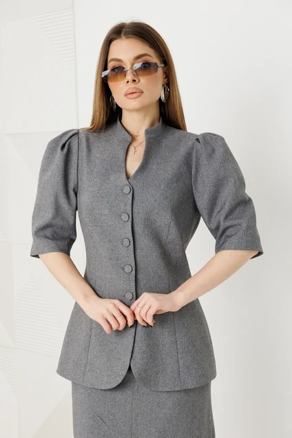 Костюм с юбкой 2151-1 серый Ambera style