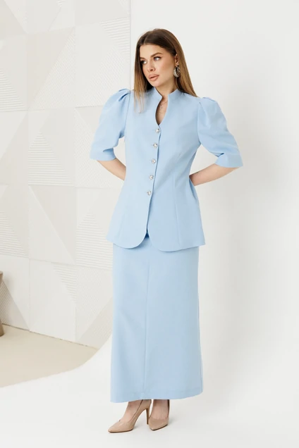 Костюм с юбкой 2151 голубой Ambera style