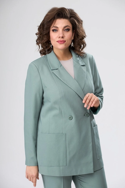 Костюм брючный 1141 серо-мятный ANASTASIA MAK