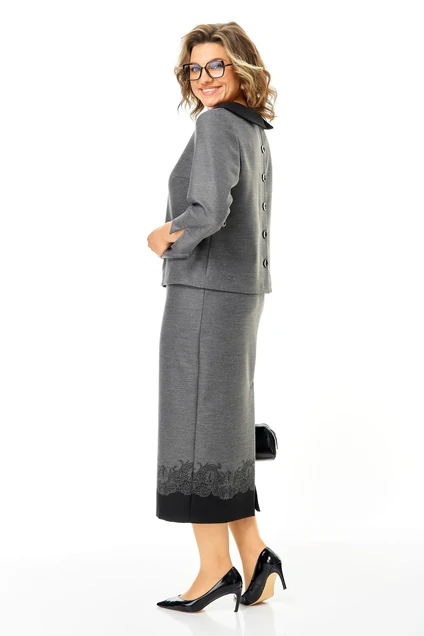 Костюм с юбкой 1413 графит Anastasia