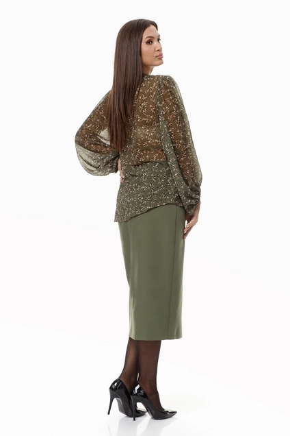 Костюм с юбкой 1049 олива Anastasia