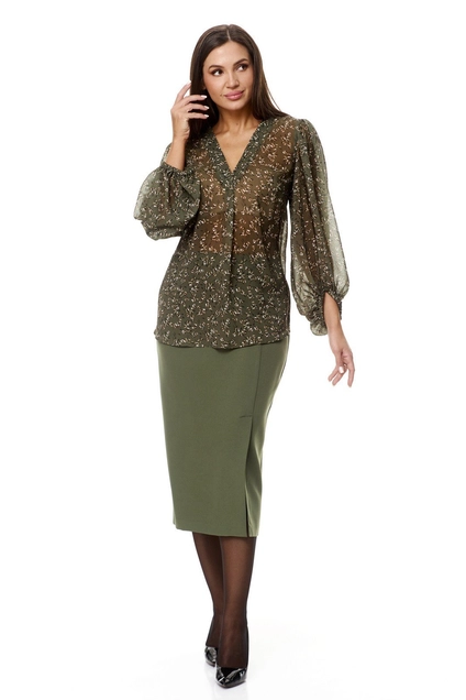 Костюм с юбкой 1049 олива Anastasia