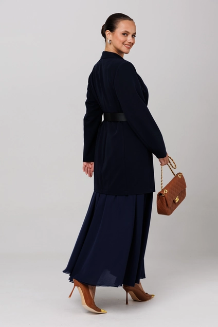 Костюм с юбкой 1262 темно-синий Anastasia