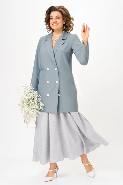 Костюм с юбкой 1262-3 французский серый Anastasia