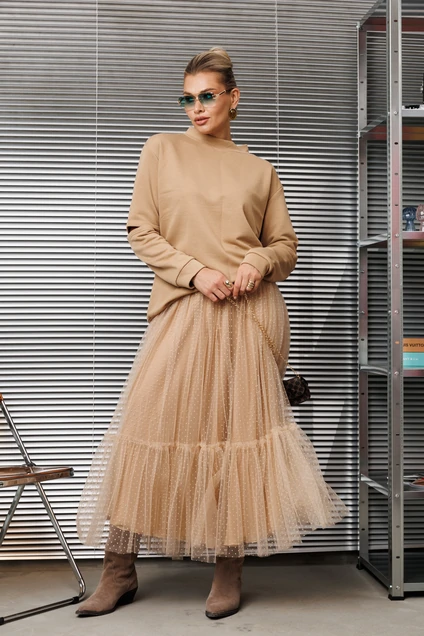 Костюм с юбкой 1289 карамельный Anastasia