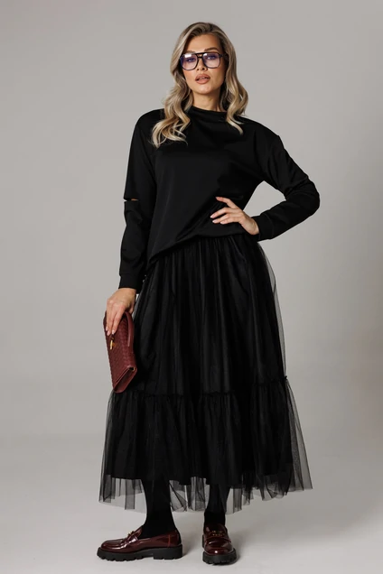 Костюм с юбкой 1294 черный Anastasia