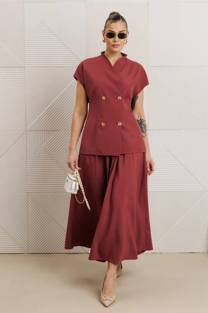 Костюм с юбкой 1329 клюква Anastasia