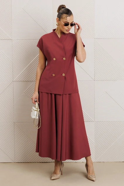 Костюм с юбкой 1329 клюква Anastasia