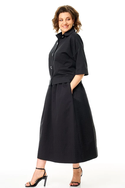 Костюм с юбкой 1367-1 черный Anastasia