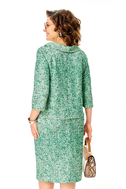 Костюм с юбкой 1376 изумрудный Anastasia