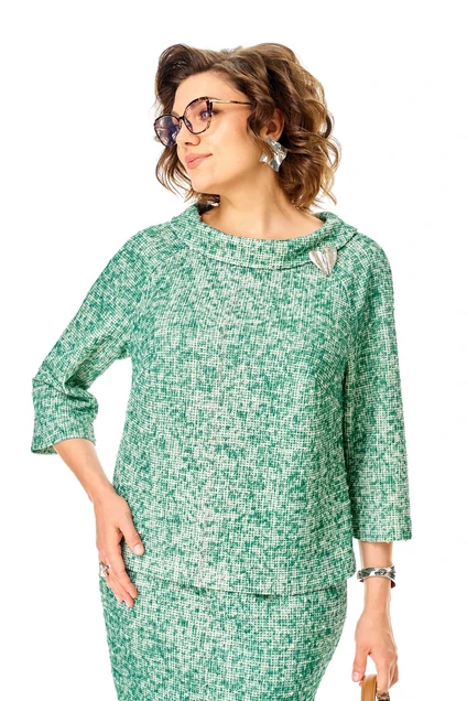 Костюм с юбкой 1376 изумрудный Anastasia