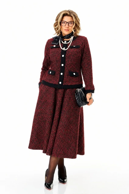Костюм с юбкой 1401 бордо Anastasia