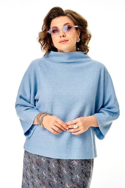 Костюм с юбкой 1403 голубой Anastasia