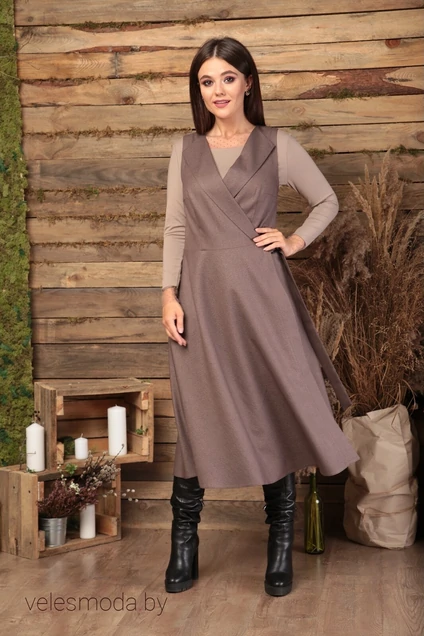 Костюм с платьем 493 кофейный Anastasia