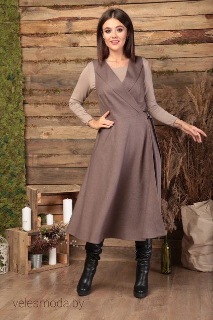 Костюм с платьем 493 кофейный Anastasia