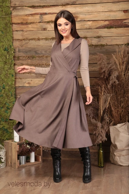 Костюм с платьем 493 кофейный Anastasia