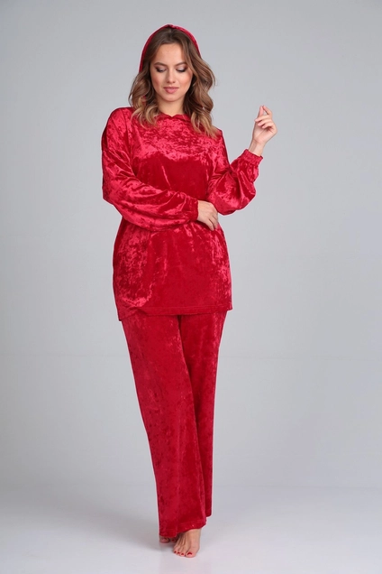 Костюм домашний брючный 889 красный Anastasia