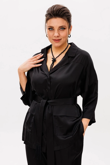 Костюм брючный 1558 черный жемчуг Anelli