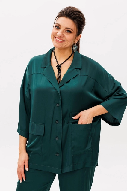 Костюм брючный 1558 изумрудный город Anelli