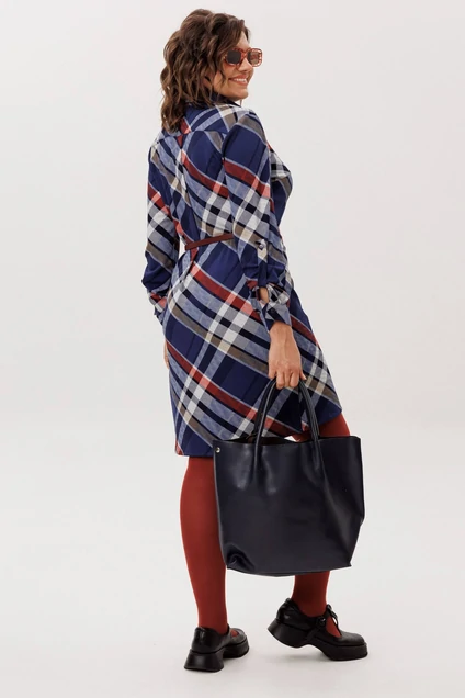 Платье 1769 кобальтовый тартан Anelli