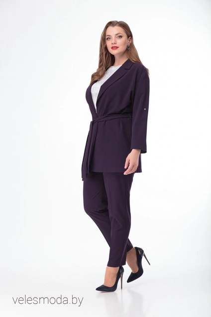 Костюм брючный 648 синяя клетка Anelli
