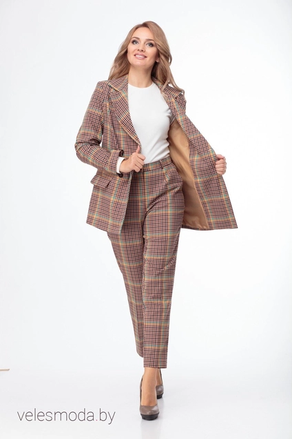 Костюм брючный 753 клетка Anelli