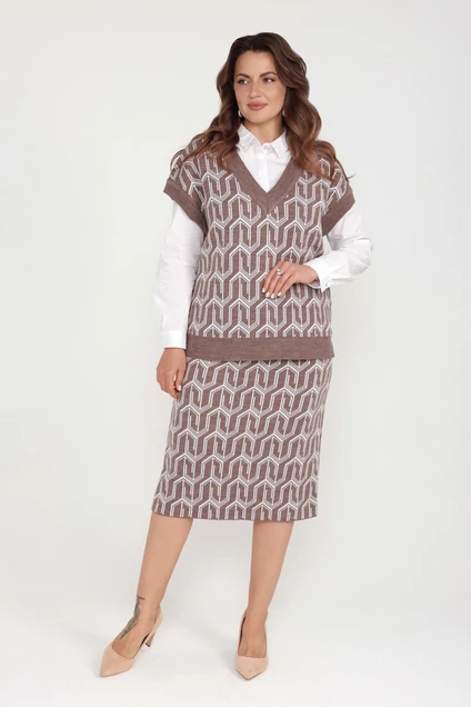 Костюм с юбкой 2252 кофе BONADI
