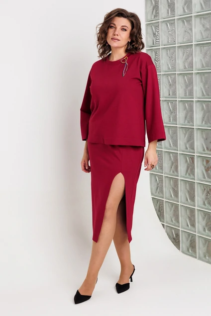 Костюм с юбкой 3105 бордо BegiModa