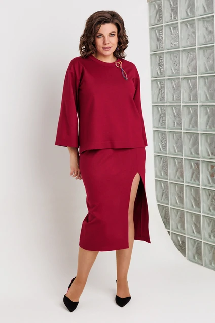 Костюм с юбкой 3105 бордо BegiModa