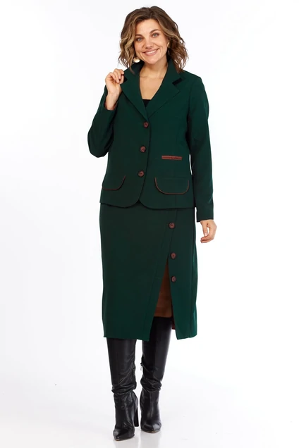 Костюм с юбкой 5117 изумрудный Celentano lite