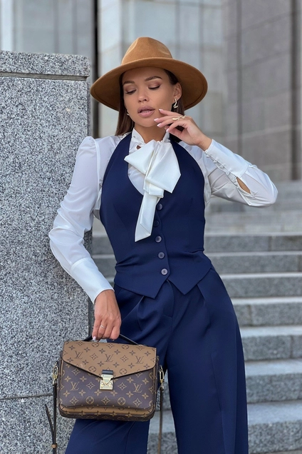 Костюм брючный 0210-2 синий Continental Fashion