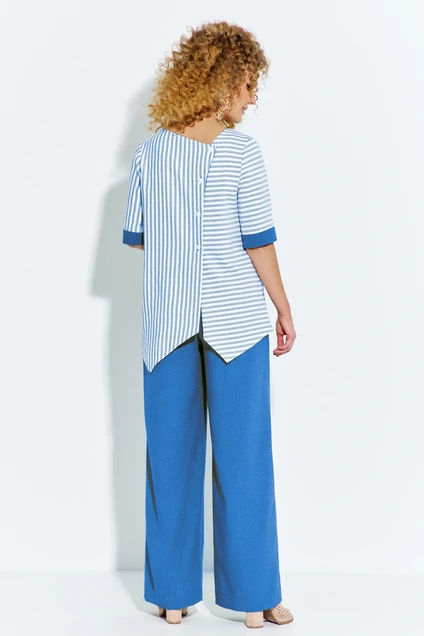 Костюм брючный 598 голубой Euro Moda