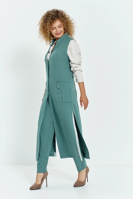 Костюм брючный 707 бирюзовый Euro Moda