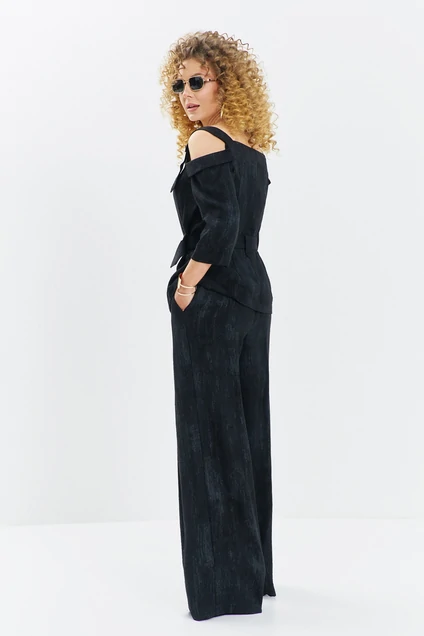Костюм брючный 713 черный меланж Euro Moda