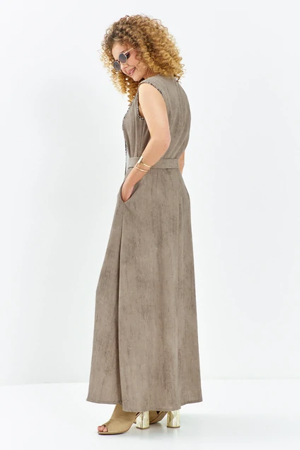 Платье 715 бежевый + леопардовый Euro Moda
