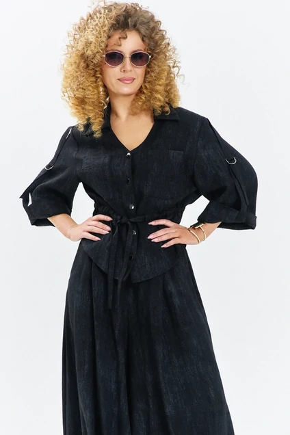 Костюм брючный 716 черный меланж Euro Moda