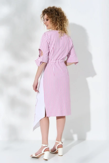 Платье 730 розовая полоса + белый Euro Moda