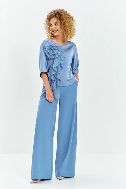 Костюм брючный 764 голубой + голубой Euro Moda