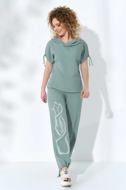 Костюм брючный 099-1 бирюза Euro Moda