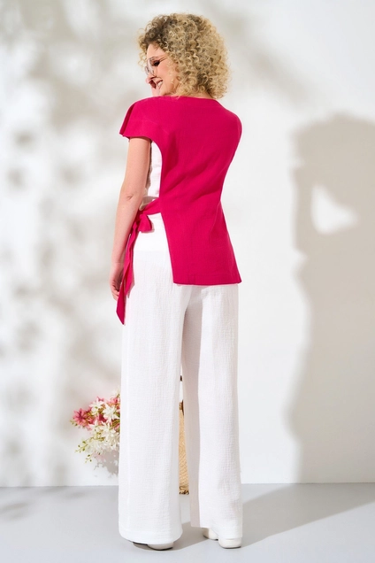 Костюм брючный 453 розовый Euro Moda