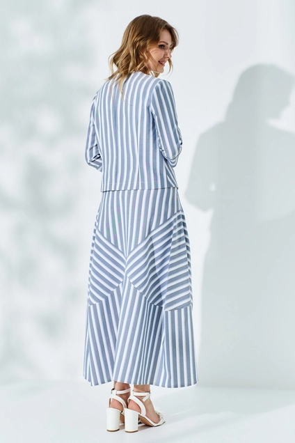 Костюм с юбкой 531 голубой + полоска Euro Moda