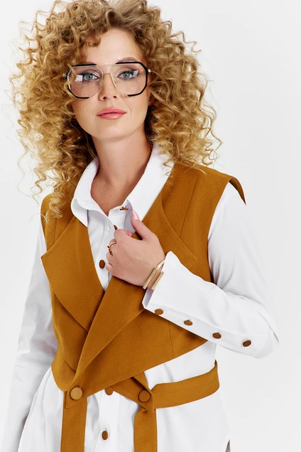Костюм брючный 622 горчичный Euro Moda фото 3