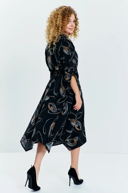 Платье 633 бежевый принт Euro Moda фото 2